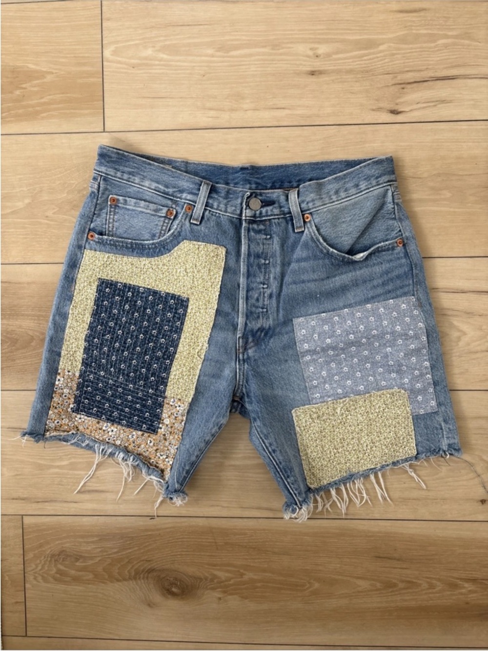 Levis Premium 501 150th Anniversary 93' Sashiko Patchwork 7" Shorts Men’s Sz 32